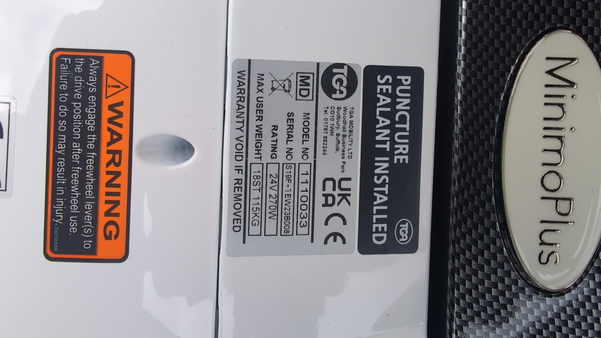 Close-up of the long-range battery pack on the TGA Minimo Plus