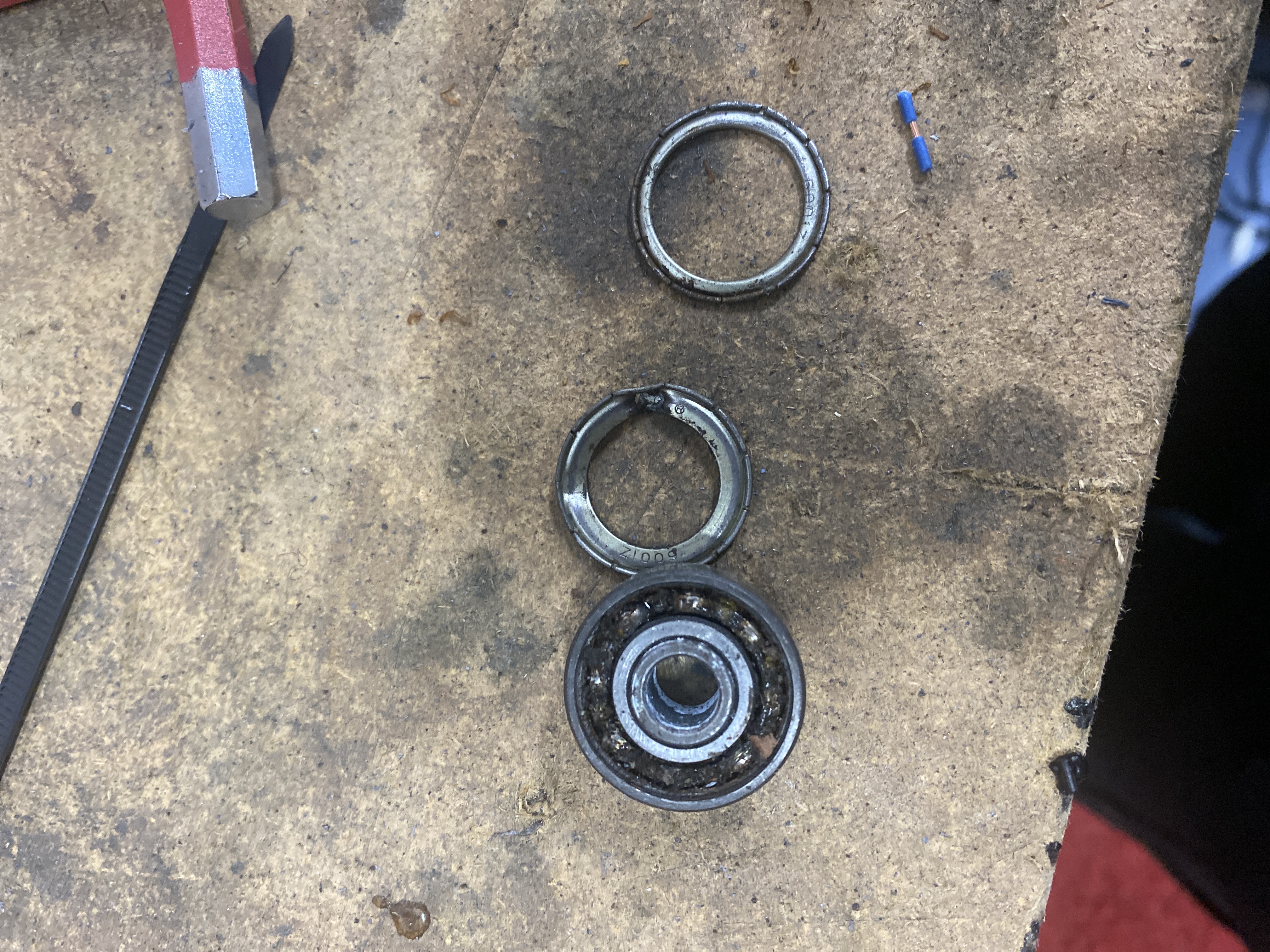 Quickie powerchair undergoing front castor wheel inspection in the Ferndown workshop
