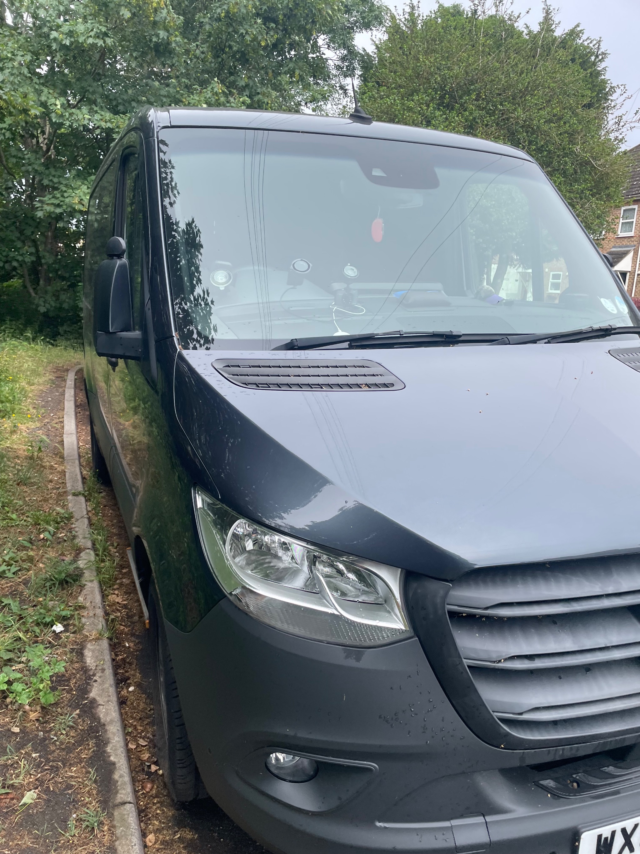 Completed electric side step fully extended for vehicle access