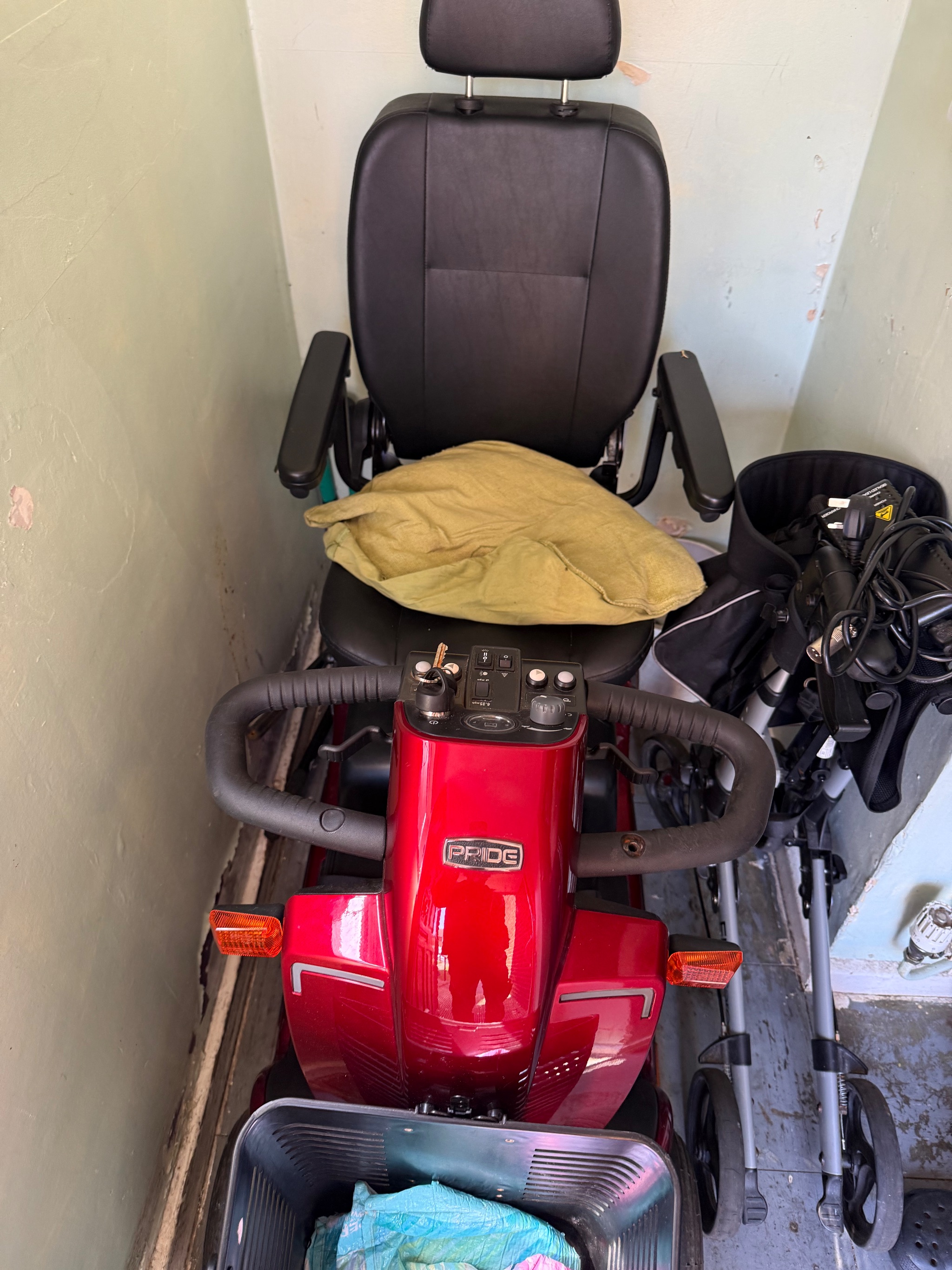 Pride Colt Pursuit 2.0 mobility scooter at Heathrow workshop