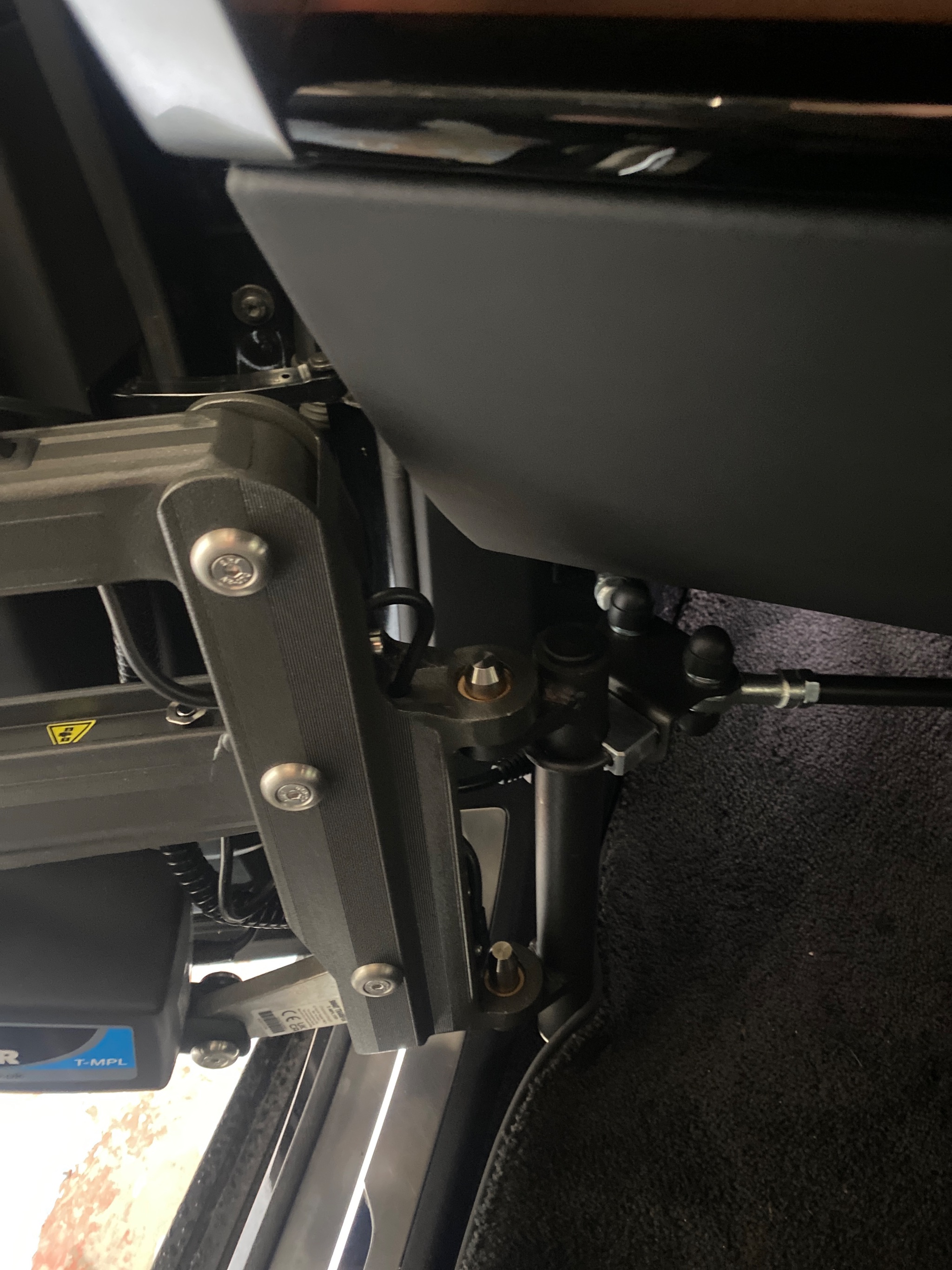 Close up of the adjustable footplate and seat depth extension kit