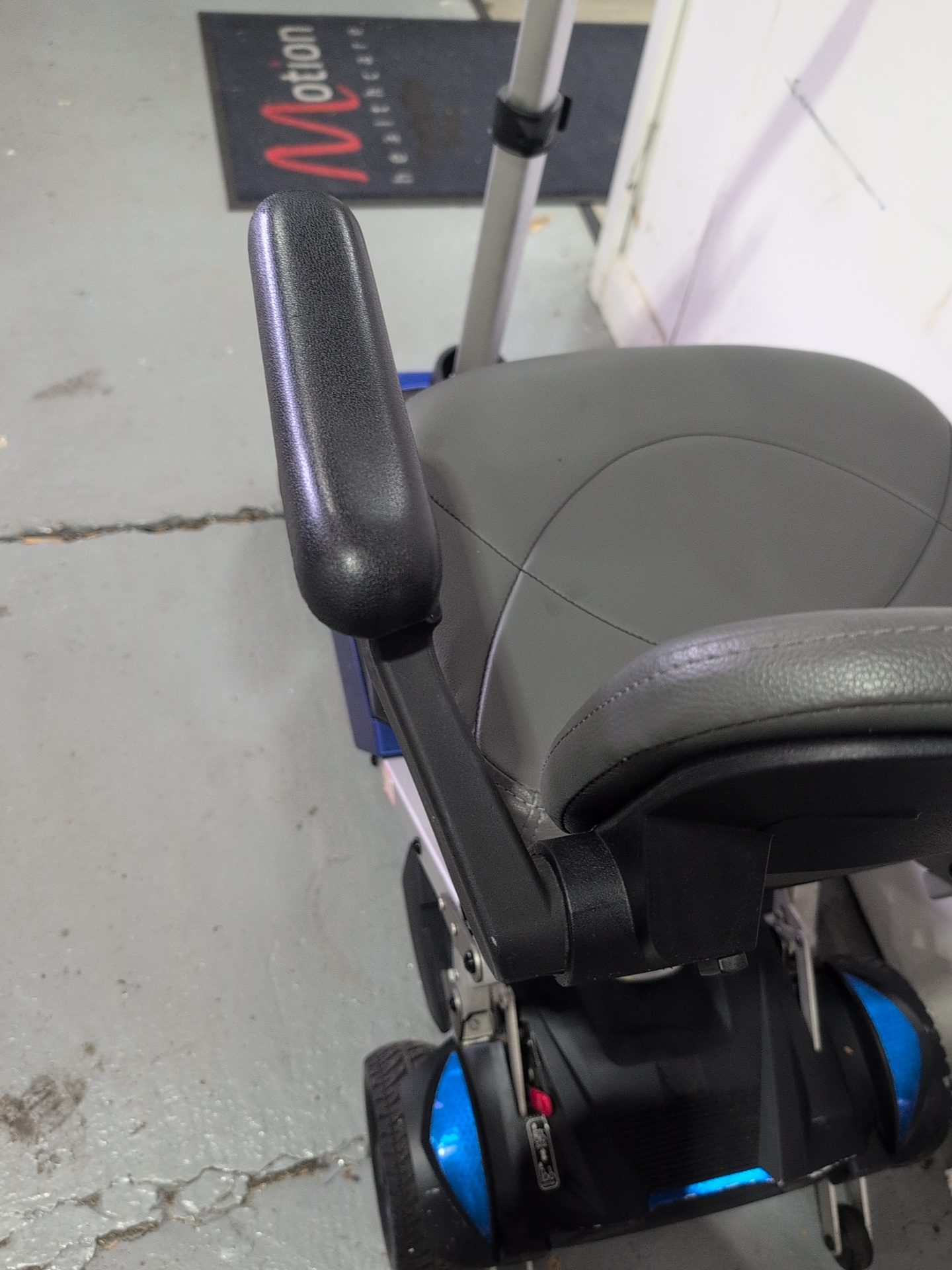 Drive Medical Manual Fold Plus scooter undergoing repair in Heathrow workshop