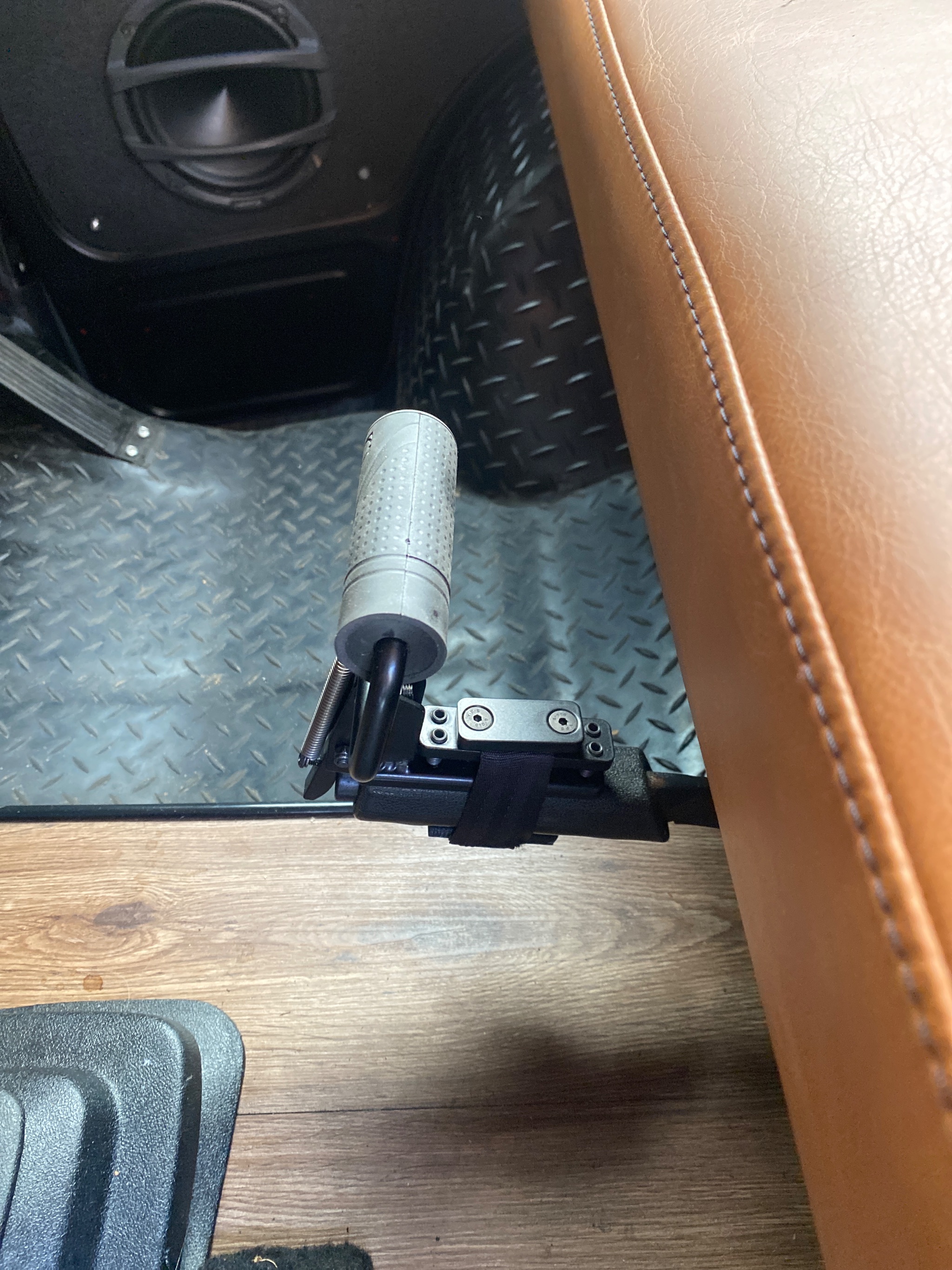 Jeff Gosling easy release handbrake fitted to a Volkswagen Transporter handbrake lever