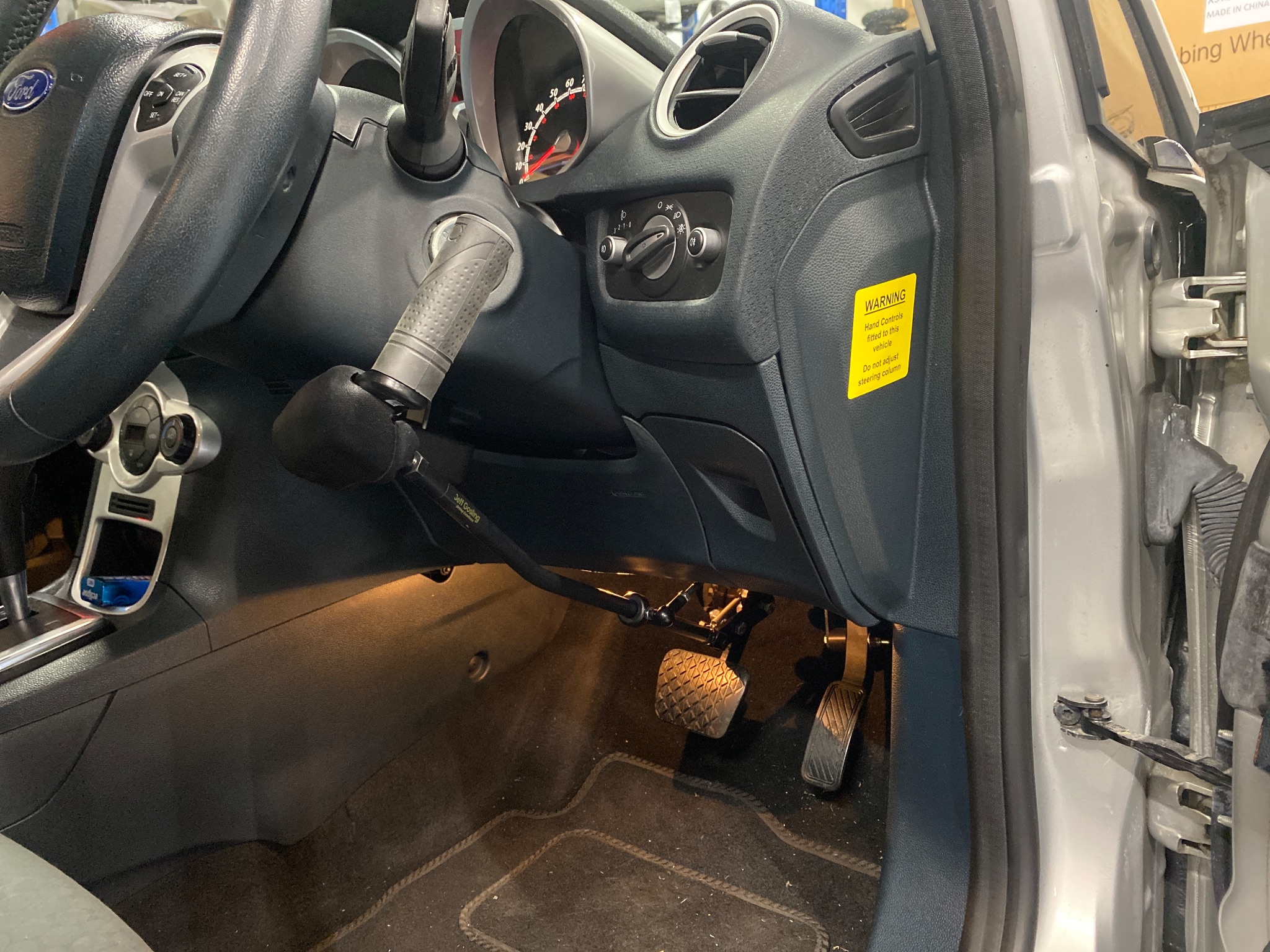 Ford Fiesta prepared for vehicle adaptation at Ferndown workshop