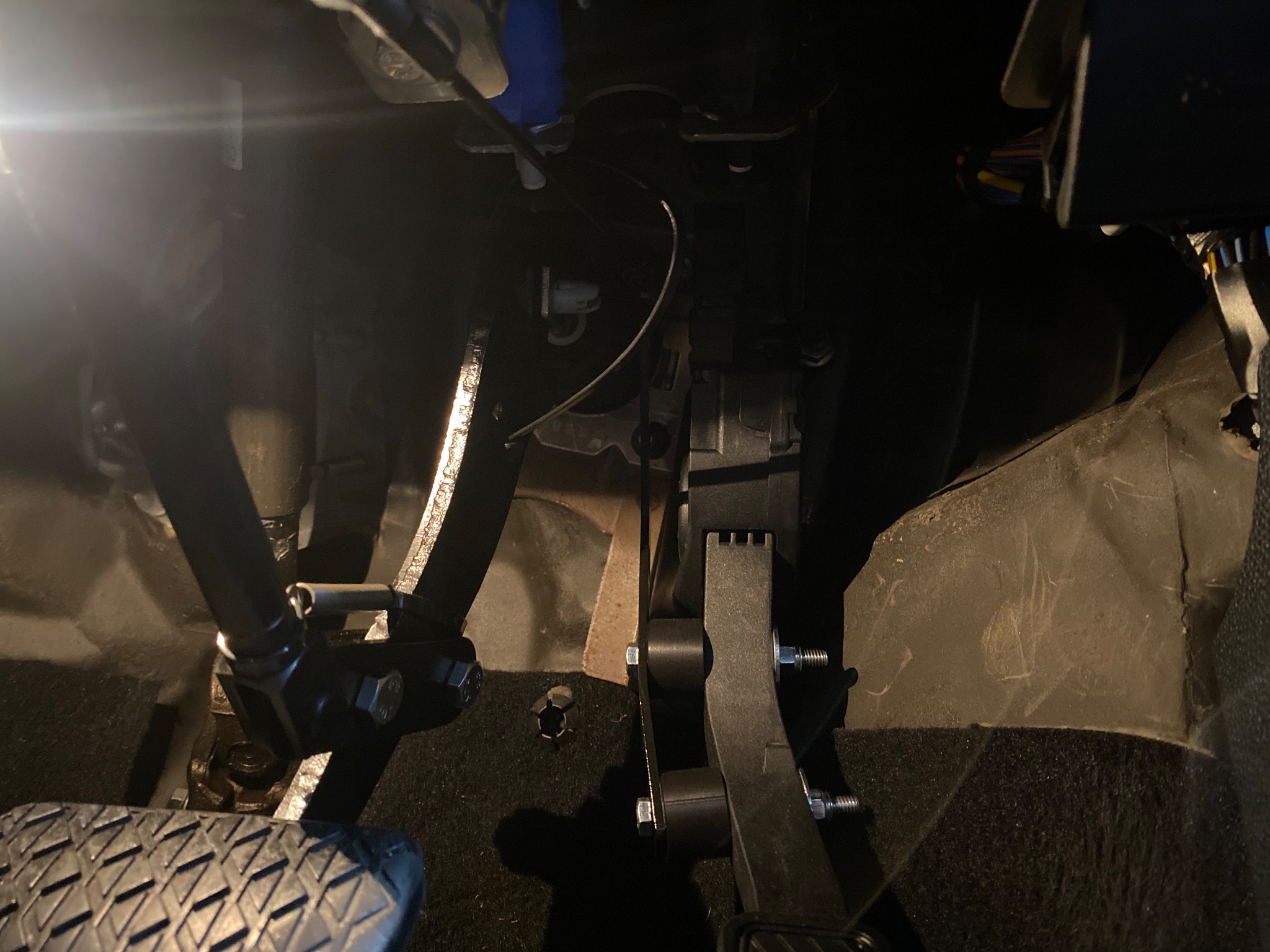 Close-up of completed adaptation installation inside a Ford Fiesta