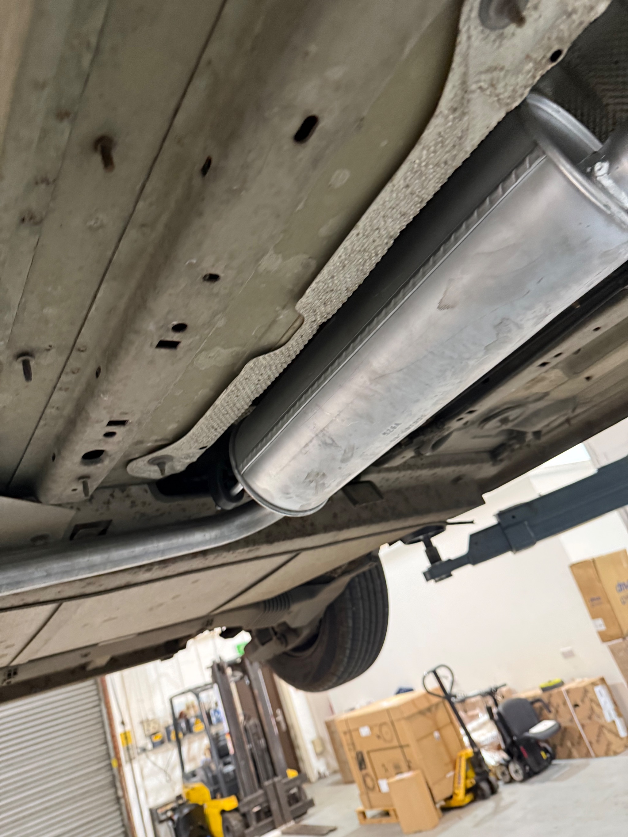 Replacement Allied exhaust fitted to a Peugeot Horizon at Heathrow