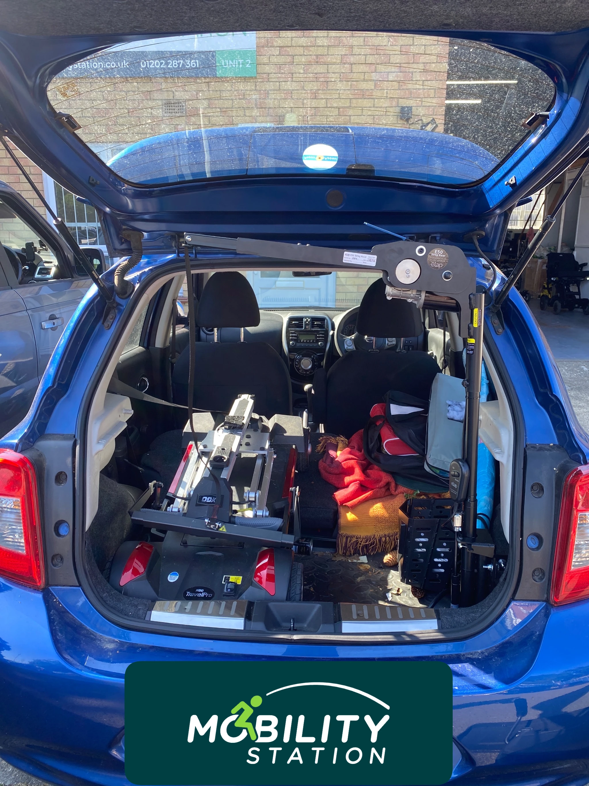 Brig-Ayd boot hoist fitted to a Nissan Micra in Ferndown